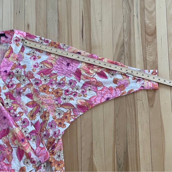 NEW! Smythe Pink Begonia Floral Oversized Criss Cross Blouse - Sz S - Picture 13 of 14